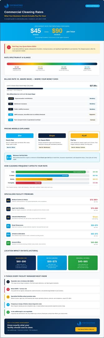 Commercial Cleaning Rates Per Hour 2026 Australia: The Complete Pricing Guide